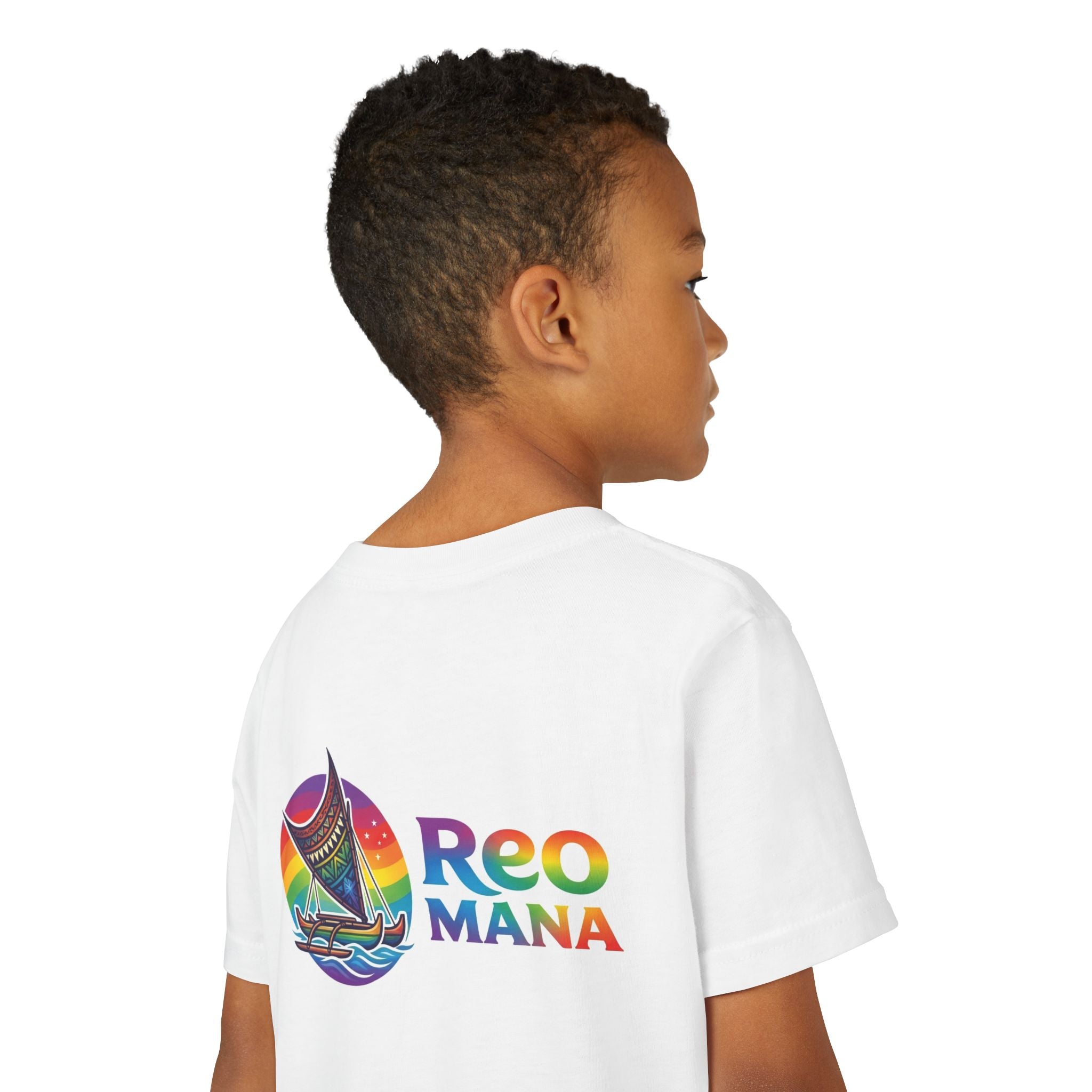 Youth Tee — Rainbow Sailboat “Reo Mana” Kids Shirt
