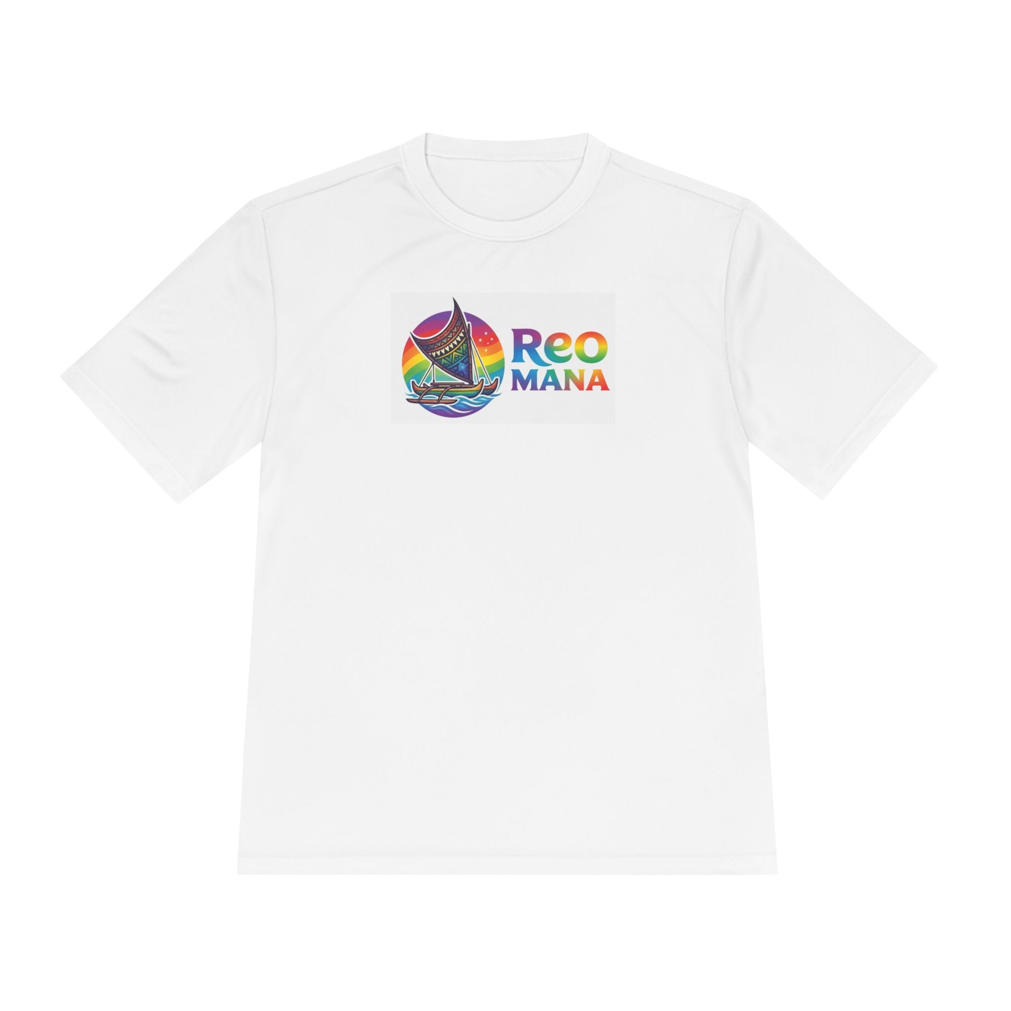 Reo Mana Rainbow Sailboat Tee - Hawaiian Sailing Pride Moisture-Wicking Shirt