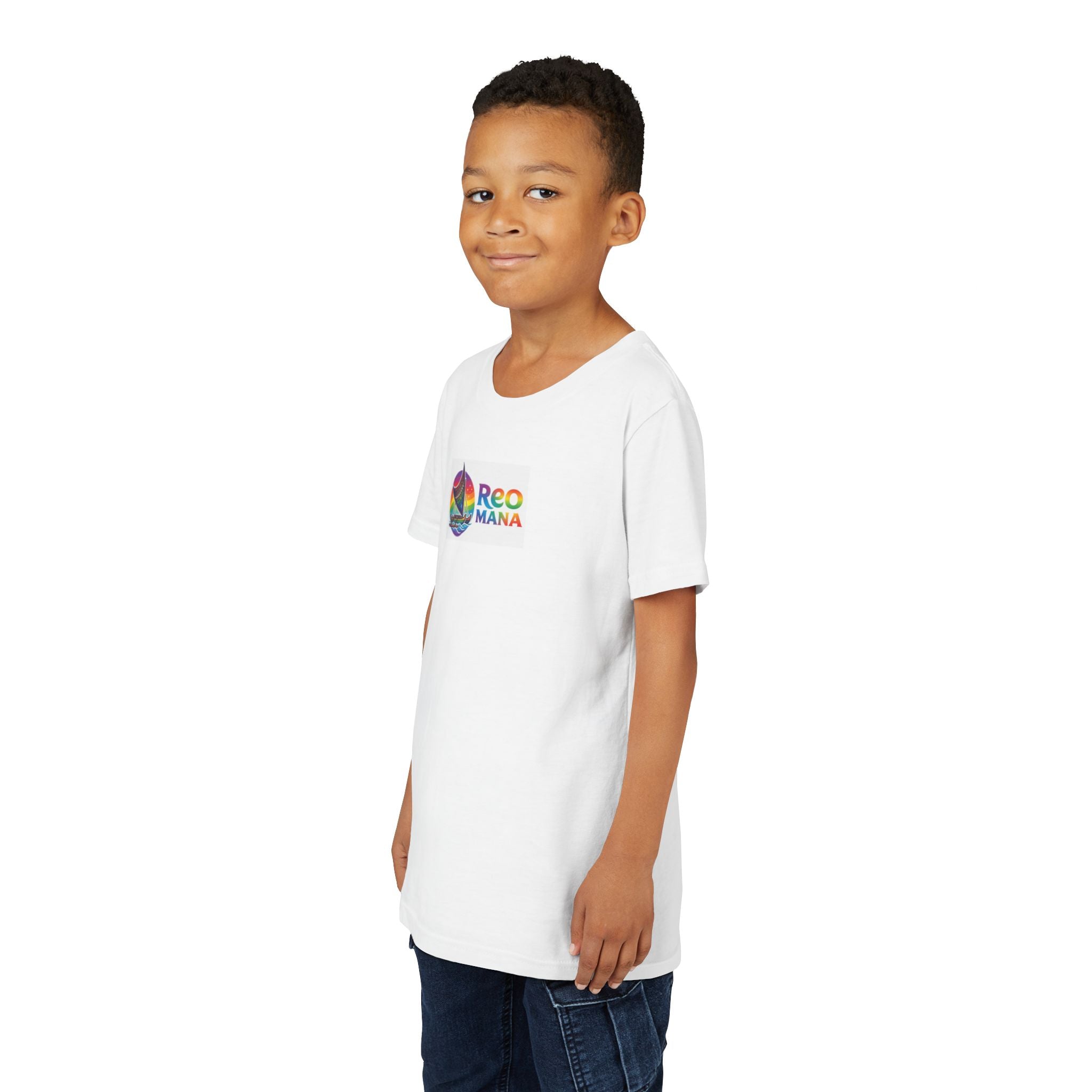 Youth Tee — Rainbow Sailboat “Reo Mana” Kids Shirt