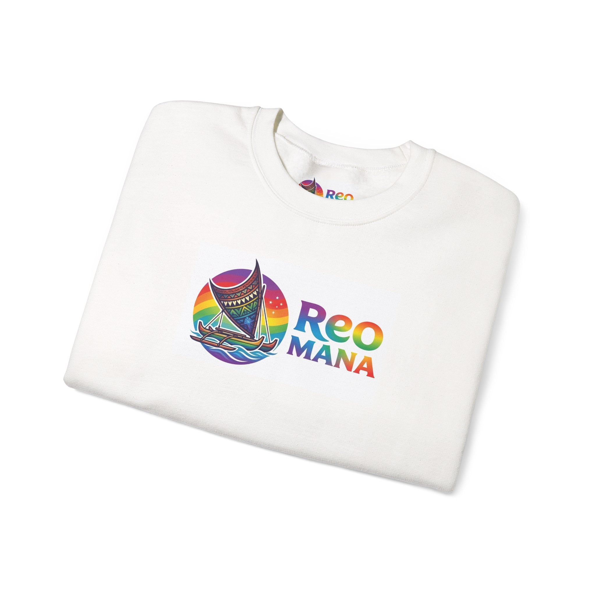Rainbow Sailboat Crewneck Sweatshirt — "Reo Mana" Tropical Nautical Pullover